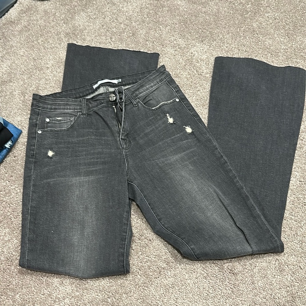 Tractr charcoal wash boot leg jeans